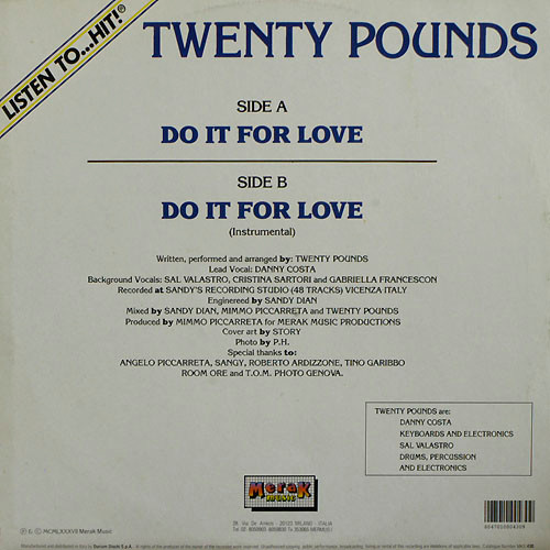 Twenty Pounds Do It For Love (Back Cover)